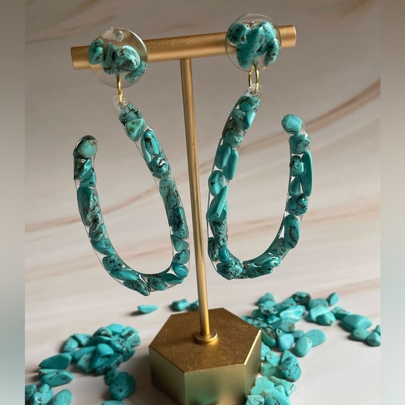 Handmade Genuine Turquoise Earrings - Picture 7 of 9